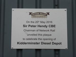 Diesel Depot plaque marking the opening ceremony on 20 May 2016
